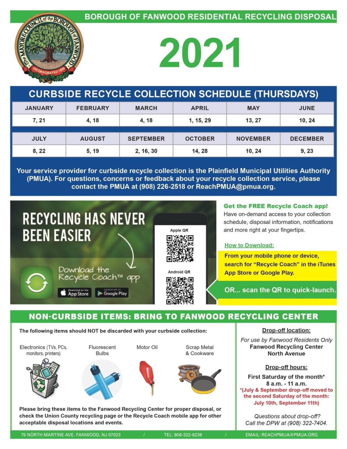 Brookhaven Recycling Calendar 2021